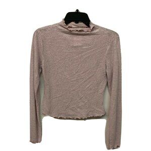 Lush Womens Lilac Long Sleeve Lettuce Trimmed Top